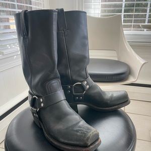 Moto Biker Frye Black Leather Boots size 9